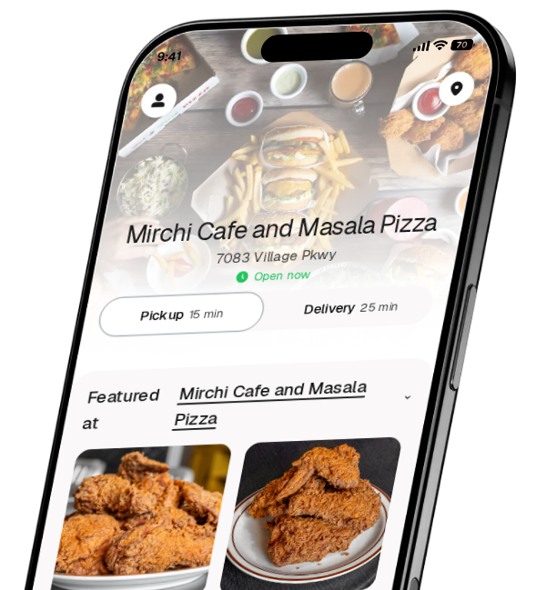 Mirchi Cafe and Masala Pizza app preview